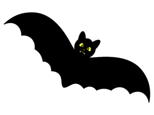 Bat Silhouette Cute toothy Glowing eyes Vampire animal A bloodsucking mammal Halloween symbol