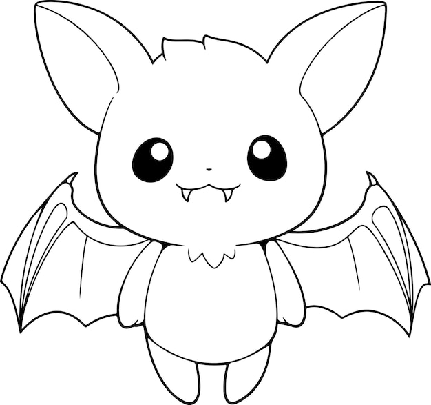 Bat vector illustration Black and white Halloween Bat coloring book or page for children