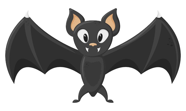 Bat on white background in cartoon style.