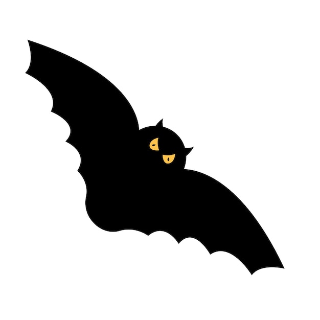 A bat with yellow eyes and black eyes is shown in the picture.