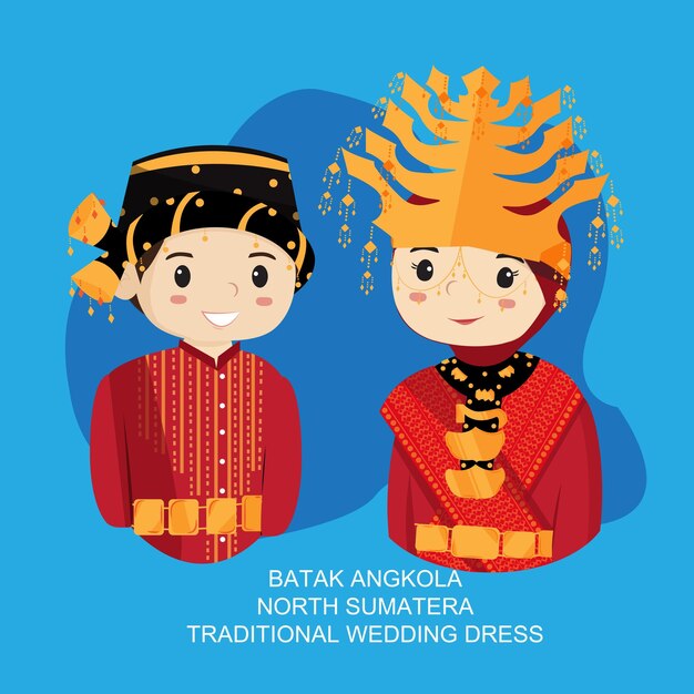 Vector batak angkola muslim traditional wedding dress