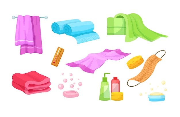 Bath accessories cartoon set vector