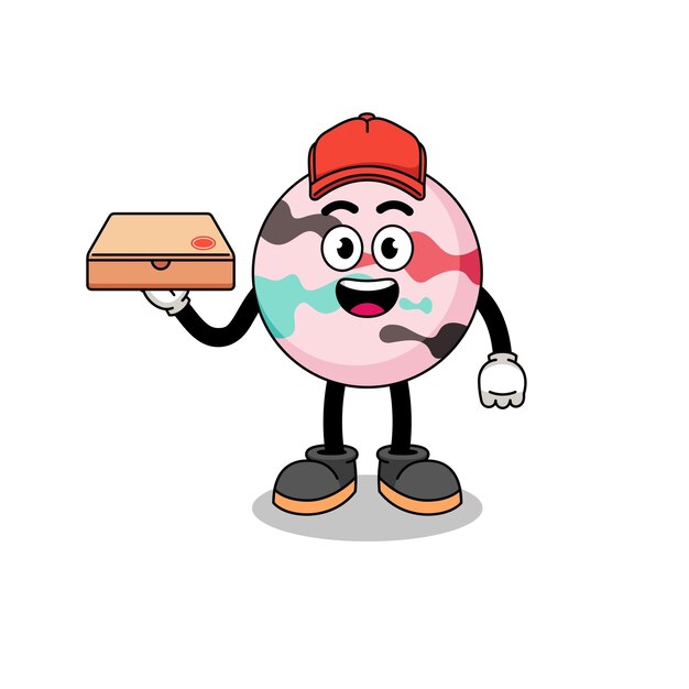 Bath bomb illustration as a pizza deliveryman character design