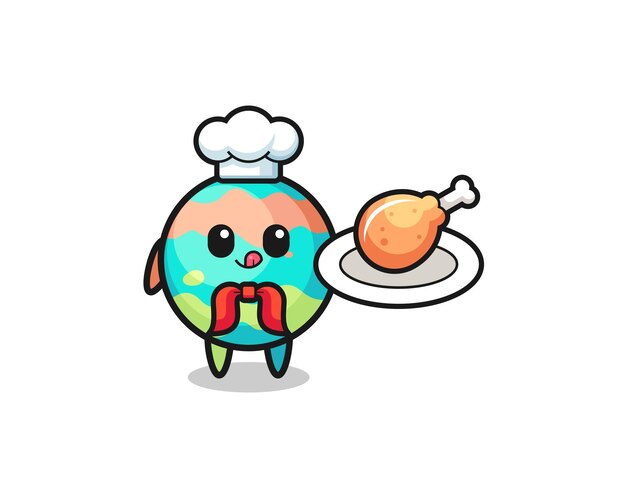 Bath bombs fried chicken chef cartoon character  cute design