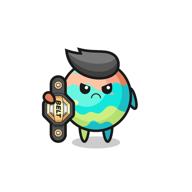 Bath bombs mascot character as a MMA fighter with the champion belt