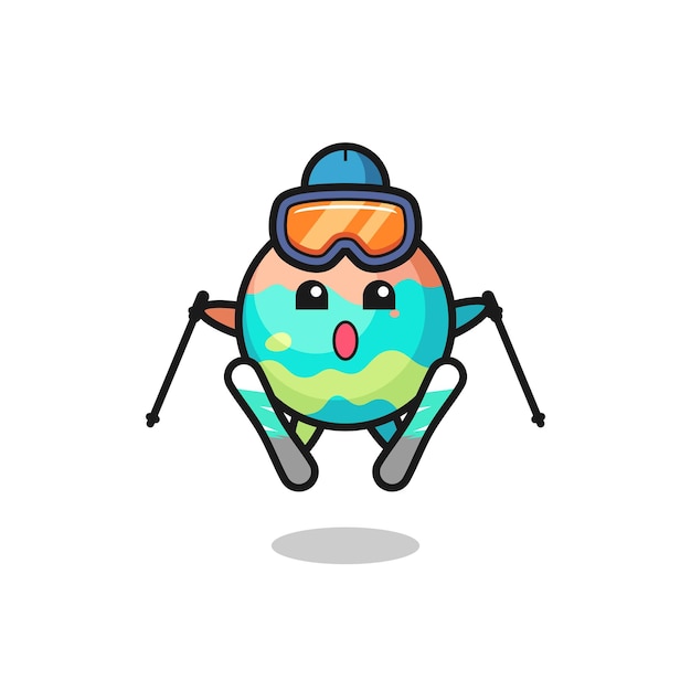 Bath bombs mascot character as a ski player , cute style design for t shirt, sticker, logo element