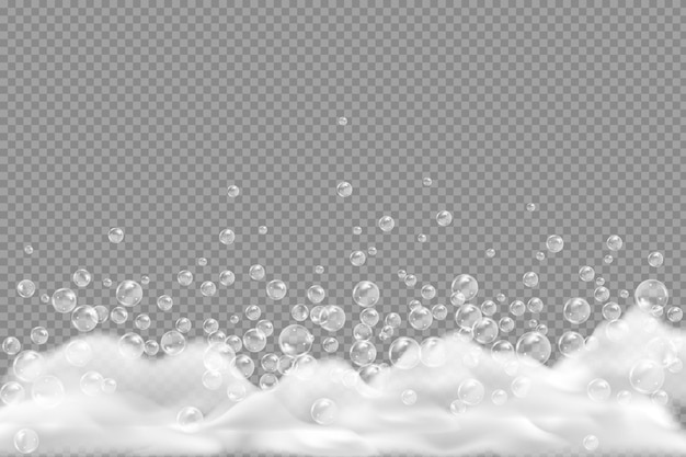 Bath foam isolated on transparent background Shampoo bubbles texture