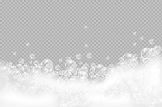 Bath foam isolated on transparent background Shampoo bubbles texture