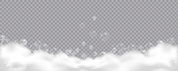 Bath foam isolated on transparent. Shampoo bubbles texture.