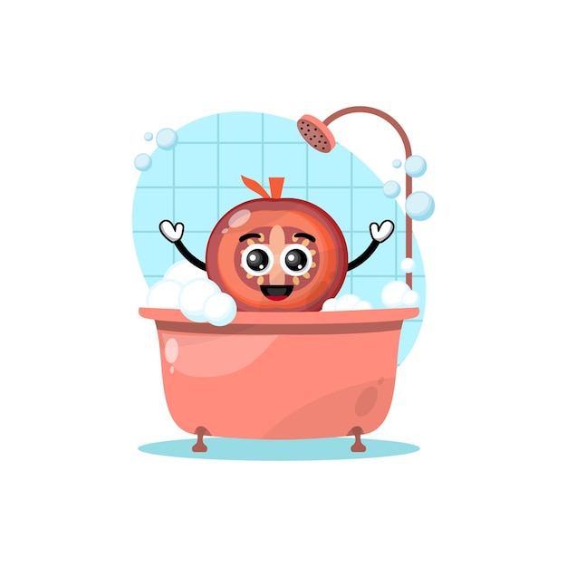 bath tomato character cute logo