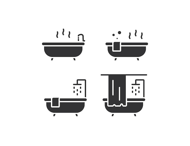 Bath tub icon set Shower illsutration symbol Sign bubble bath vector desing