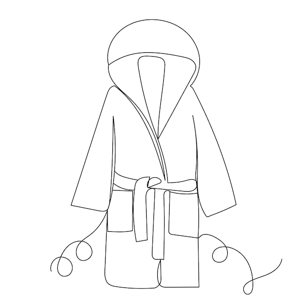 Bathrobe drawing by one continuous line isolated vector