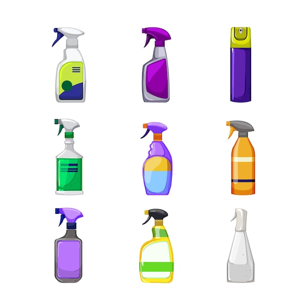 Bathroom cleaner set cartoon vector illustration