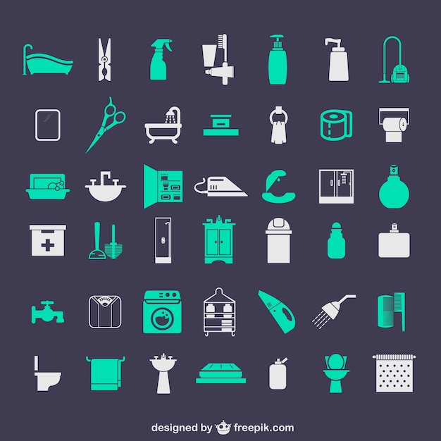 Bathroom icons set