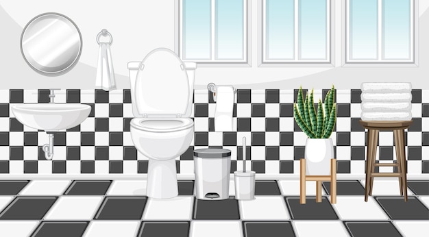 Vector bathroom interior design with furniture