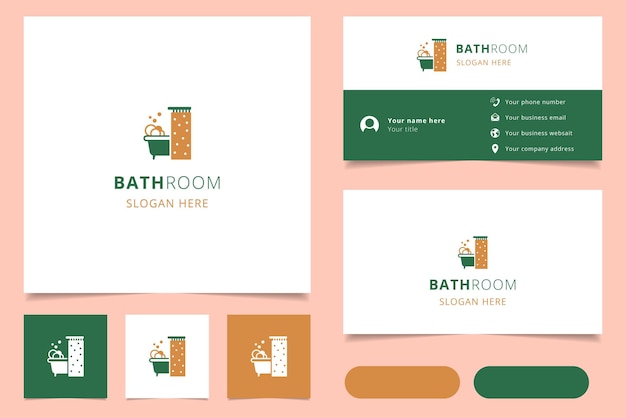 Bathroom logo design with editable slogan branding book and