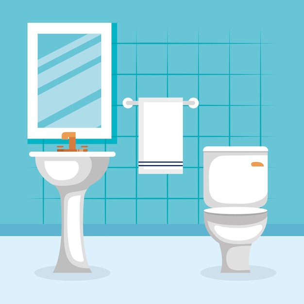 Bathroom scene isolated icon