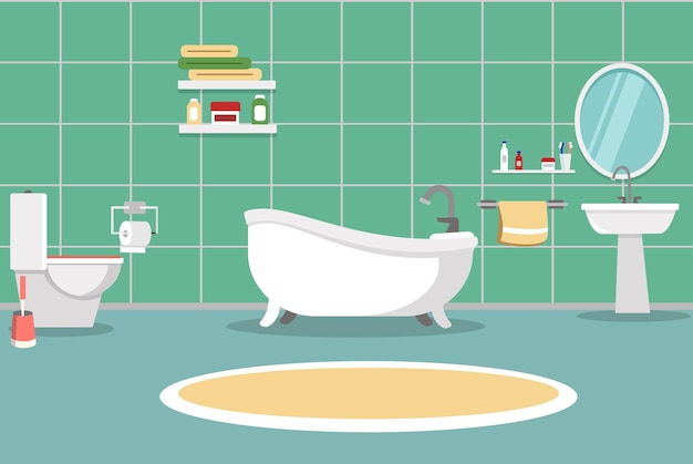 Bathroom with furniture Bathroom interior Vector illustration