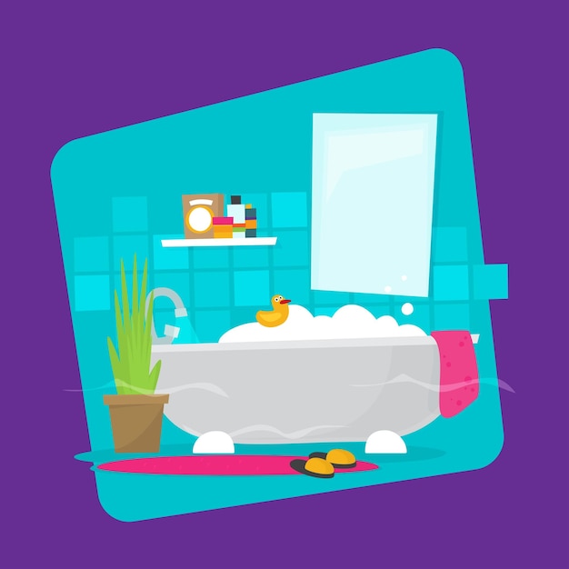 Bathroom with furniture Flat style vector illustration