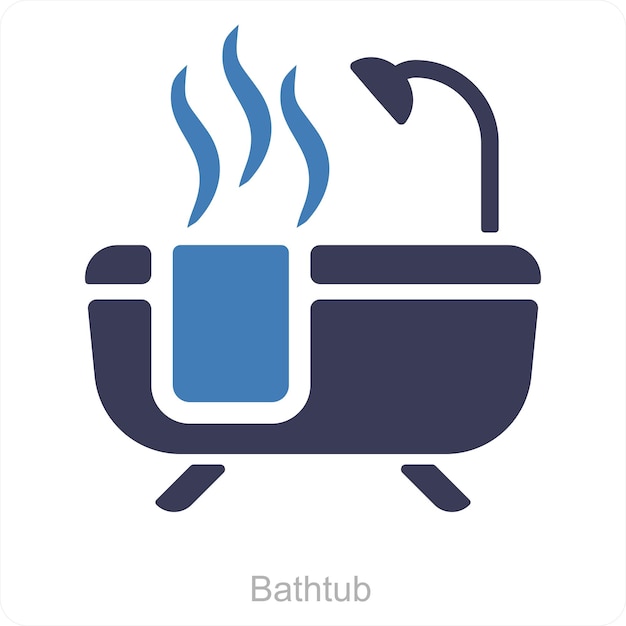 Bathtub and bathroom icon concept