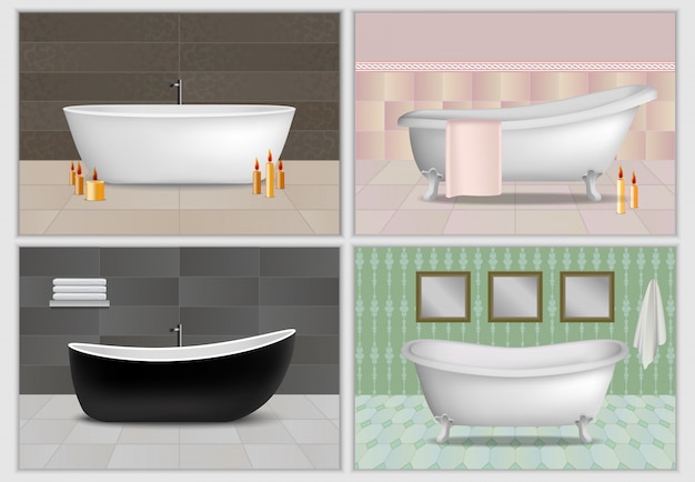 Bathtub interior mockup set