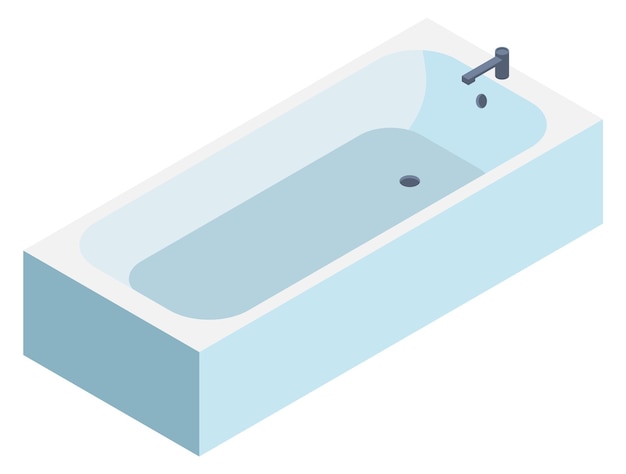 Bathtub isometric icon Bath furniture Sanitary room