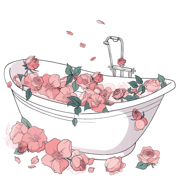 Vector a bathtub with roses