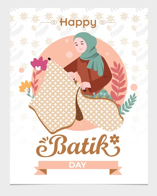 Batik day banner background design