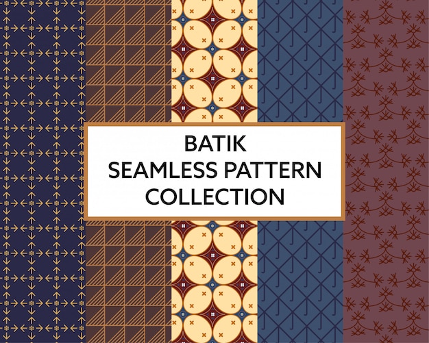 Batik fabric seamless pattern collection vector