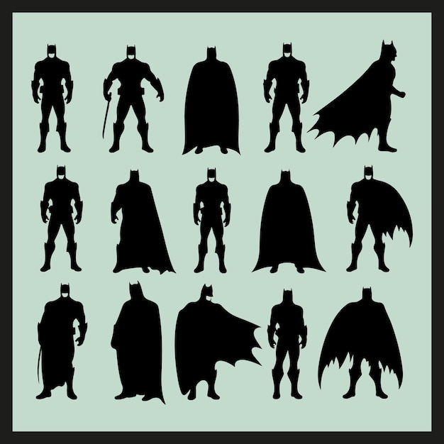 Batman SET black Silhouette vector