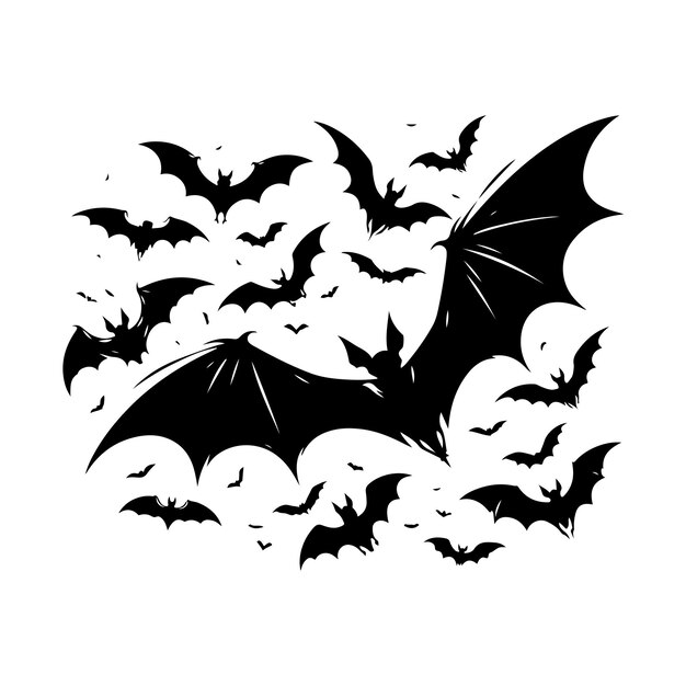 Vector bats silhouette vector scary ghost bat flying halloween traditional design element