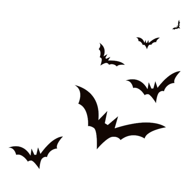 Vector bats silhouettes solated on white background halloween traditional design element