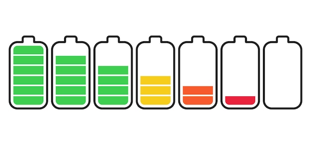 Battery charge indicator icons phone charge level color collection of charge power