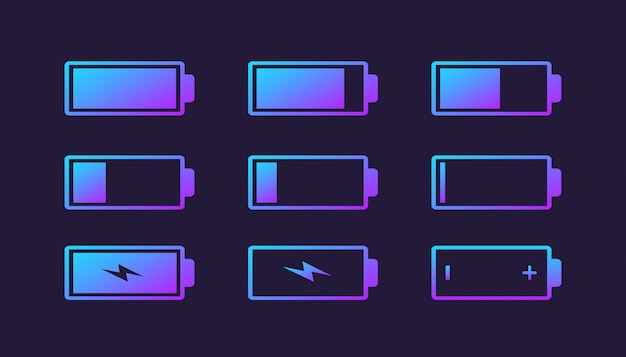 Battery charge indicator logo collection