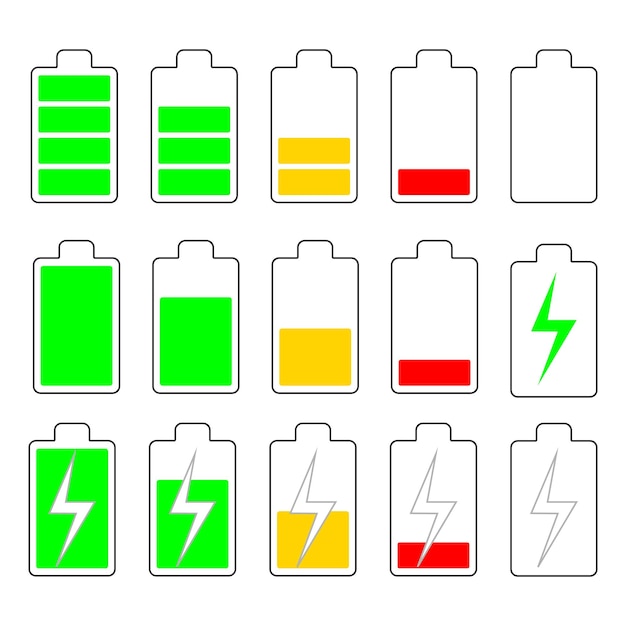 Battery charge indicator set Battery level of the phone tablet watch Battery icon