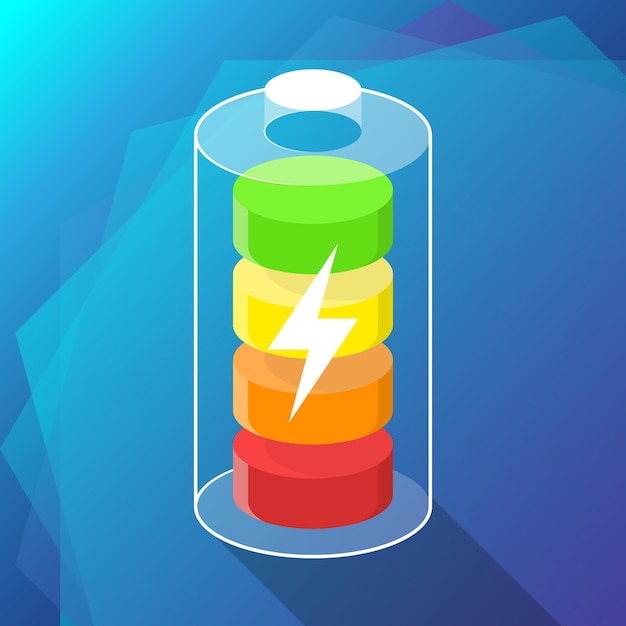 Battery icon Concept on blue background