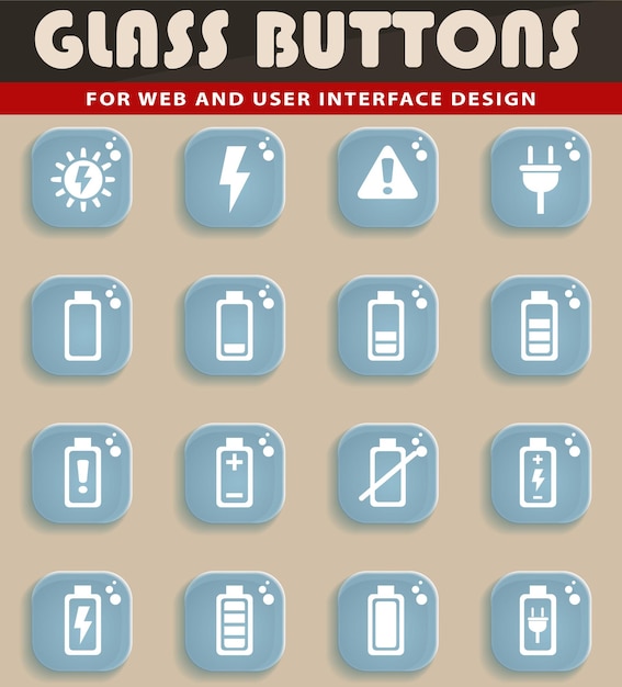 Battery icons on glass buttons