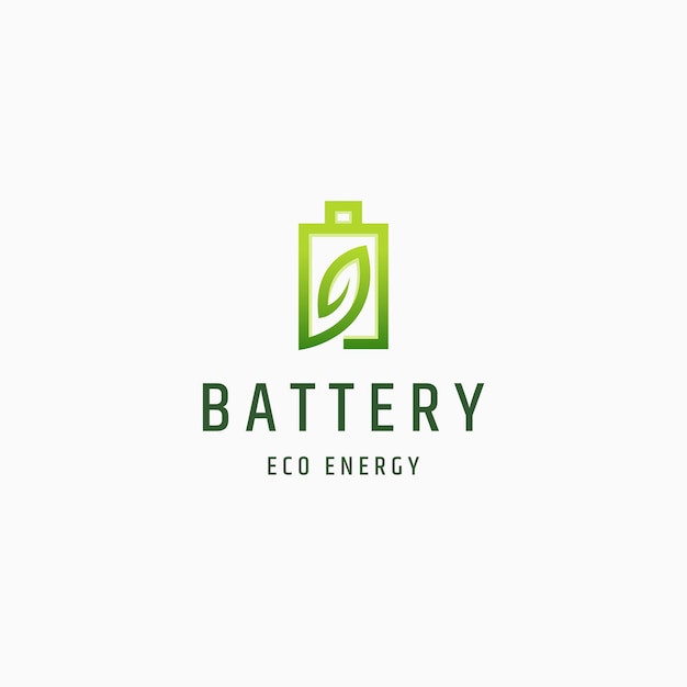 Battery and leaf eco nature energy logo icon design template vector