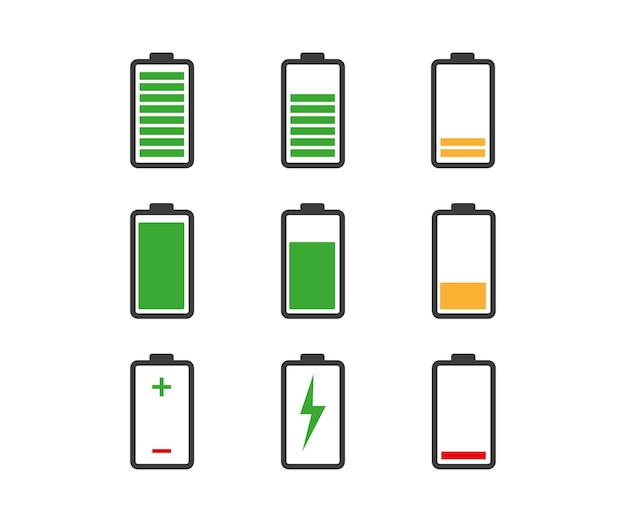 Battery level indicator power set icons illustration vector design