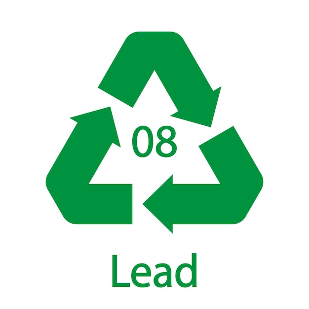 Battery recycling symbol 8 Lead battery recycling code 8 Lead