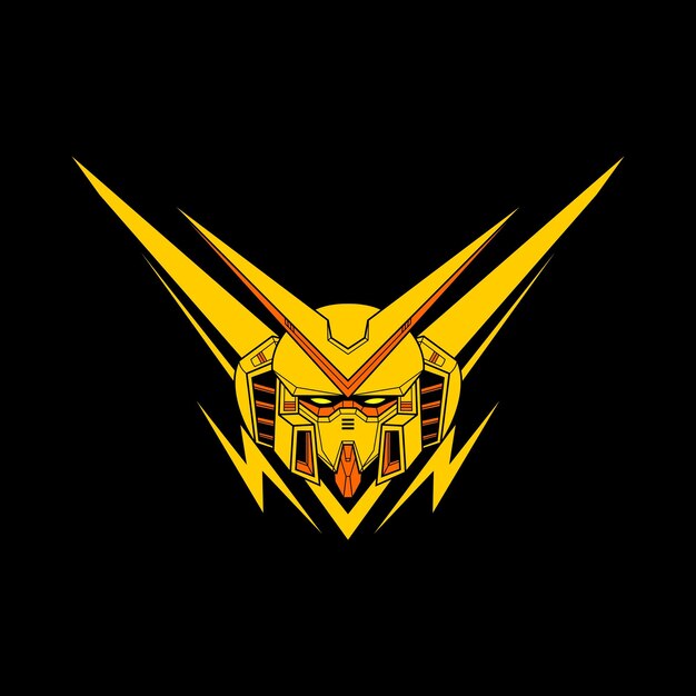 Vector battle robot head logo