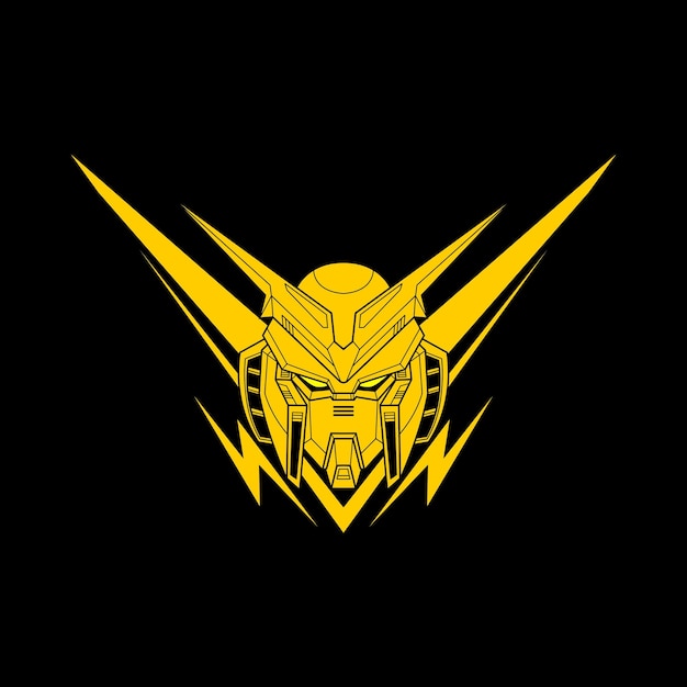 Vector battle robot head logo