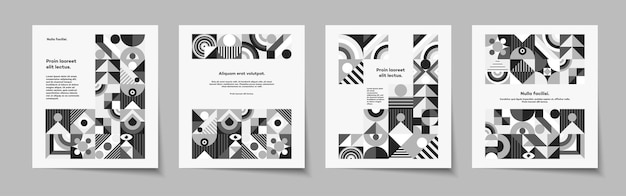 Bauhaus banner minimal 20s geometric vector style set