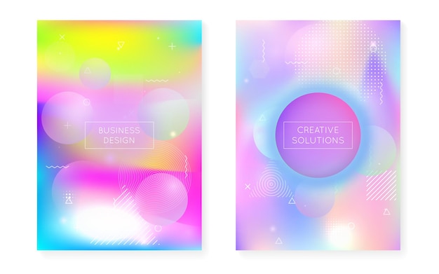 Bauhaus cover set with liquid shapes Dynamic holographic fluid