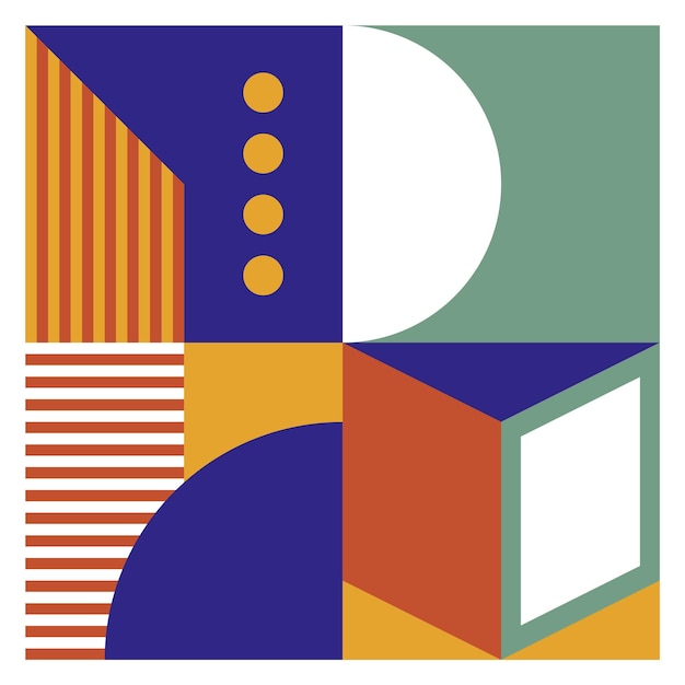 Bauhaus style art banner Geometric square poster