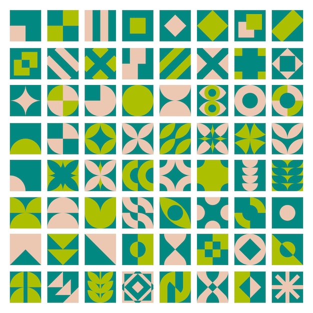 Bauhaus style blocks set Abstract geometric patterns from circles triangles squares neoplasticism