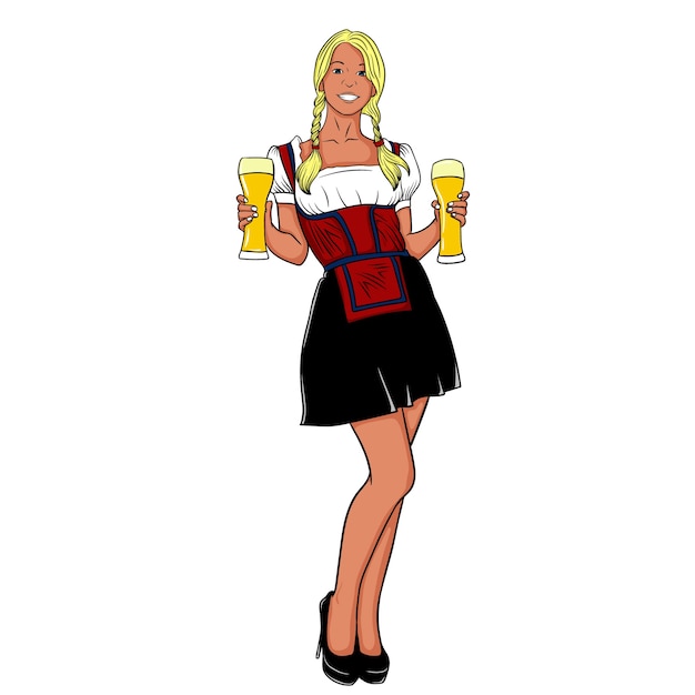 Bavarian girl holding beer