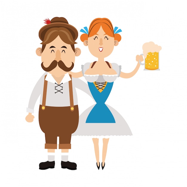 Vector bavarian people oktoberfest cartoon