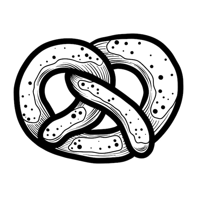 Bavarian pretzel icon Hand drawn illustration of bavarian pretzel vector icon for web design