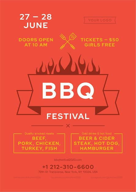 Vector bbq festival poster template